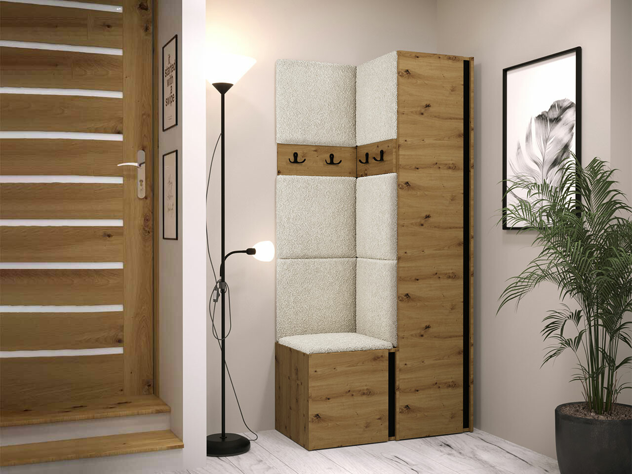 Conjunto para recibidor Hartford 348 (Roble Artisan + Negro)