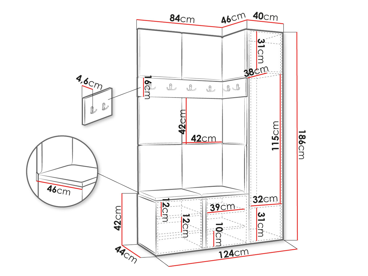 Conjunto para recibidor Hartford 471 (Roble Artisan)