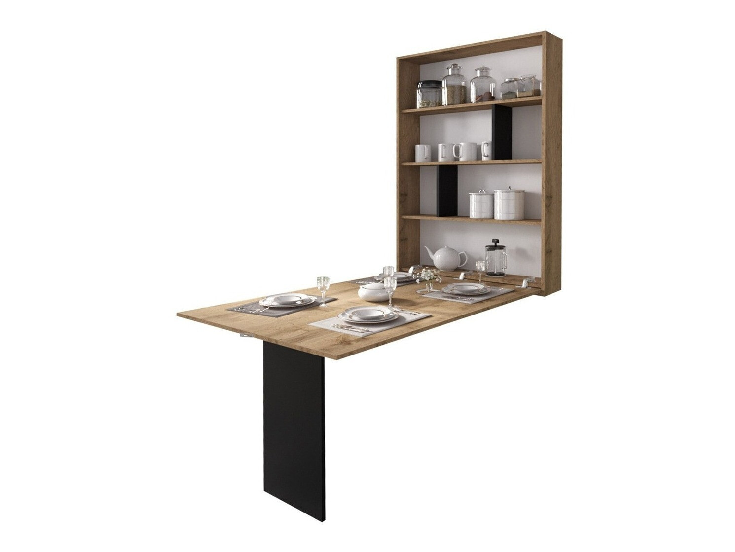 Mesa plegable Hartford 428 (Negro + Roble wotan)