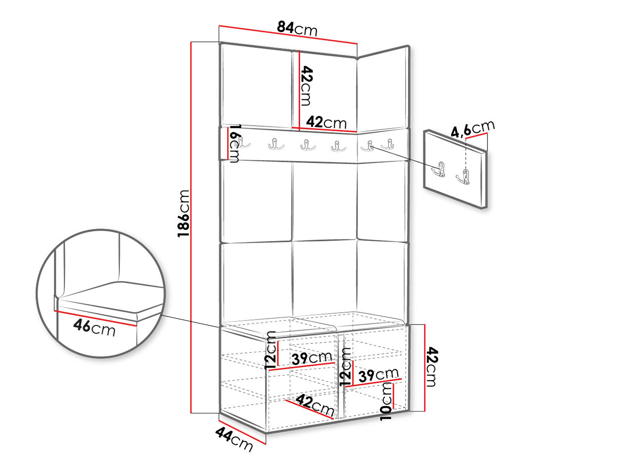 Conjunto para recibidor Hartford 264 (Roble Artisan)