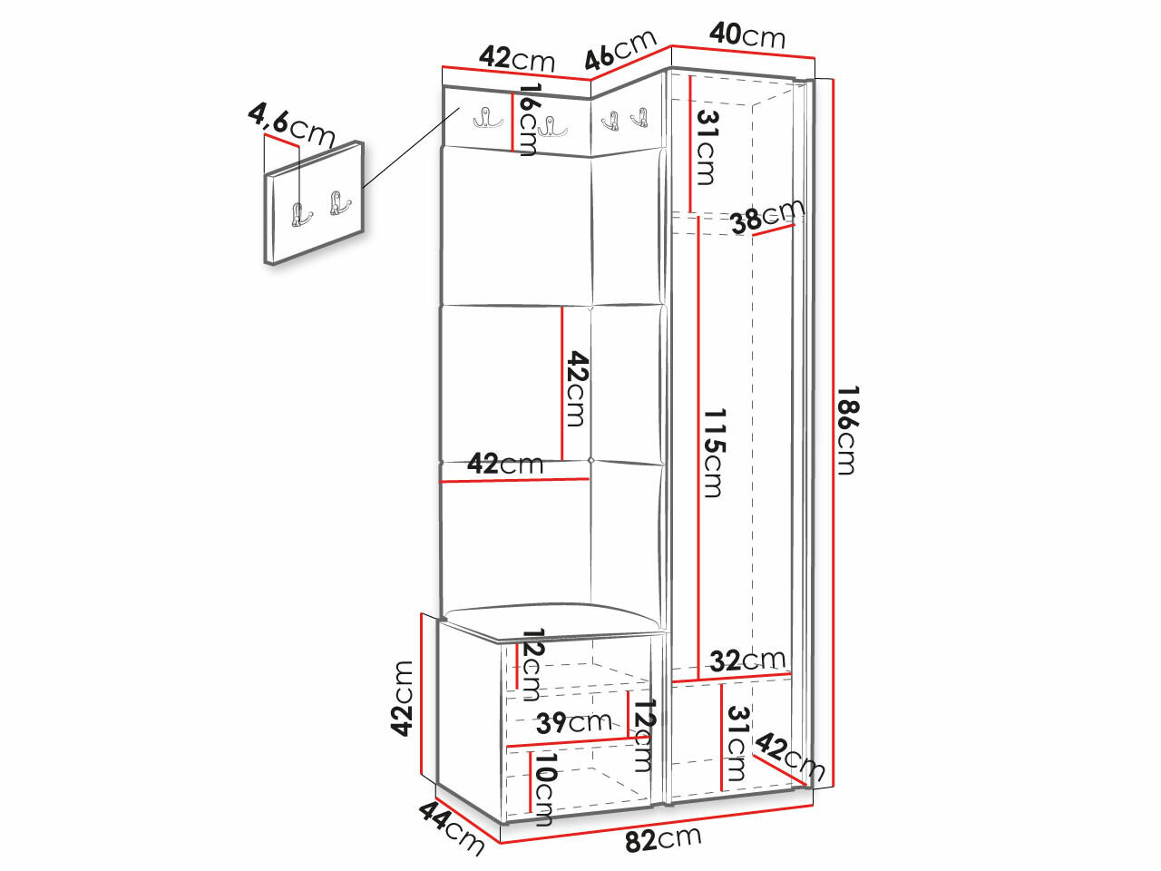 Conjunto para recibidor Hartford 381 (Negro)