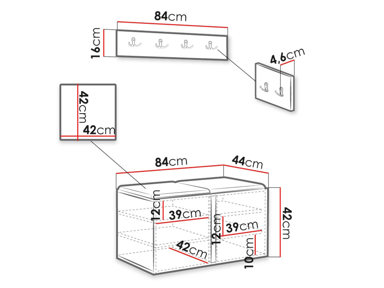 Conjunto para recibidor Hartford 376 (Blanco)