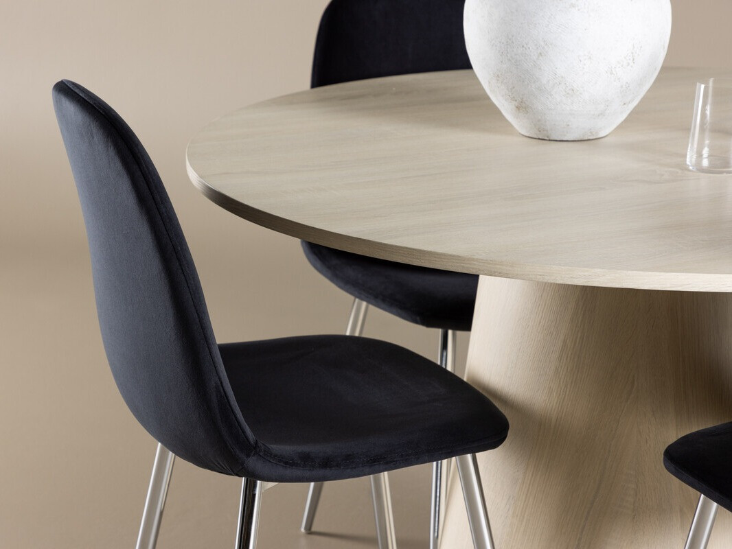 Conjunto de comedor Dallas 4556 (Negro + Plata)