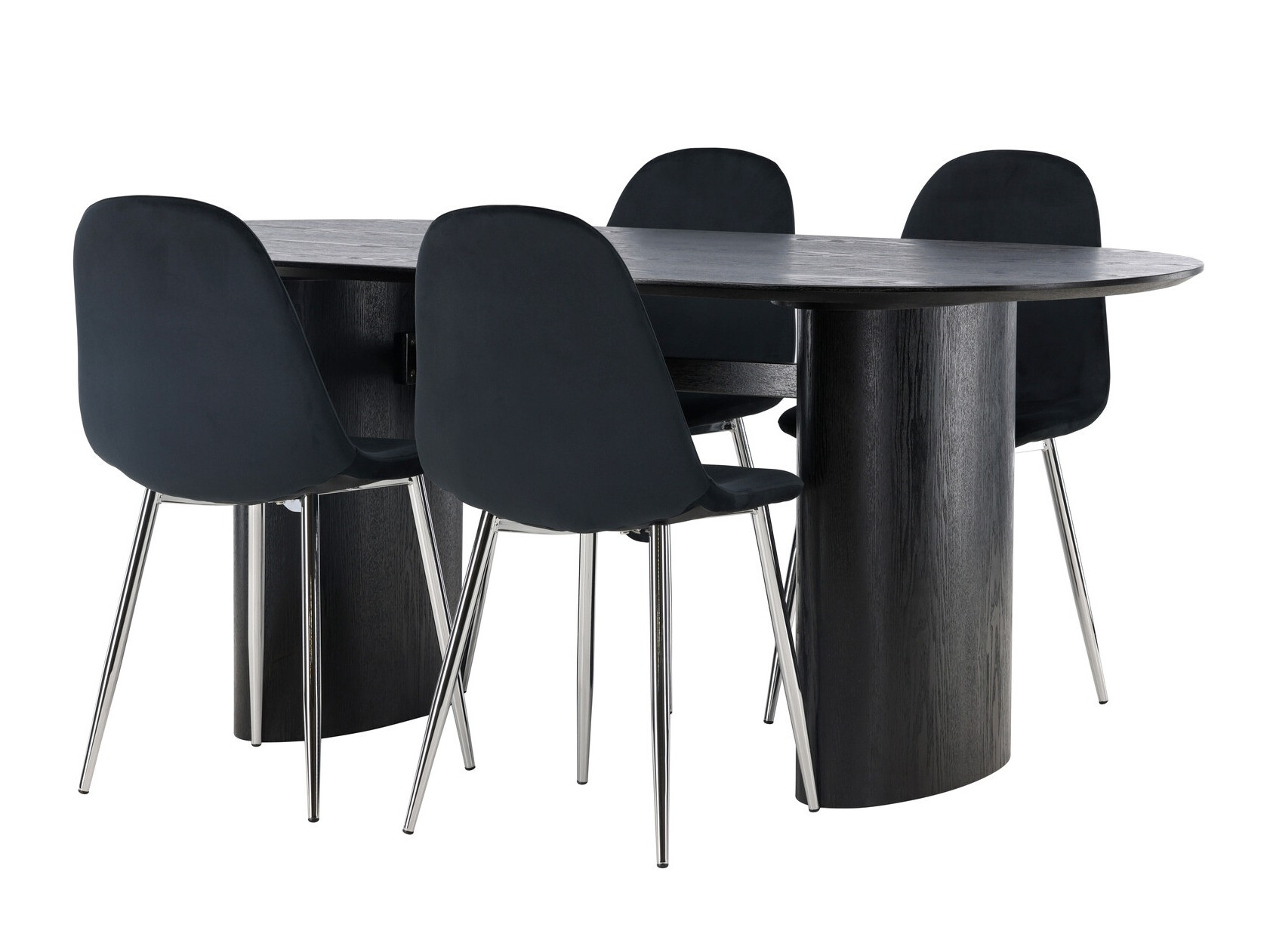 Conjunto de comedor Dallas 4559 (Negro + Plata)