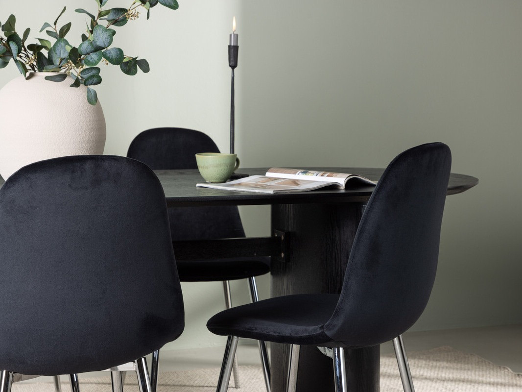 Conjunto de comedor Dallas 4559 (Negro + Plata)