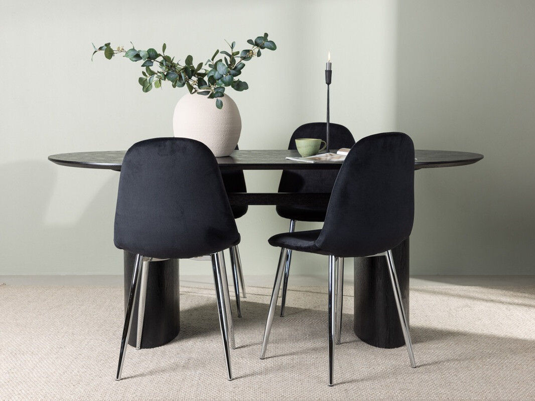 Conjunto de mesas y sillas para comedor Dallas 4559 (Negro + Plata)