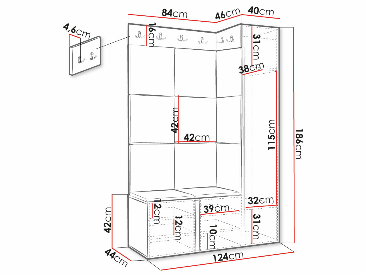 Conjunto para recibidor Hartford 385 (Negro)