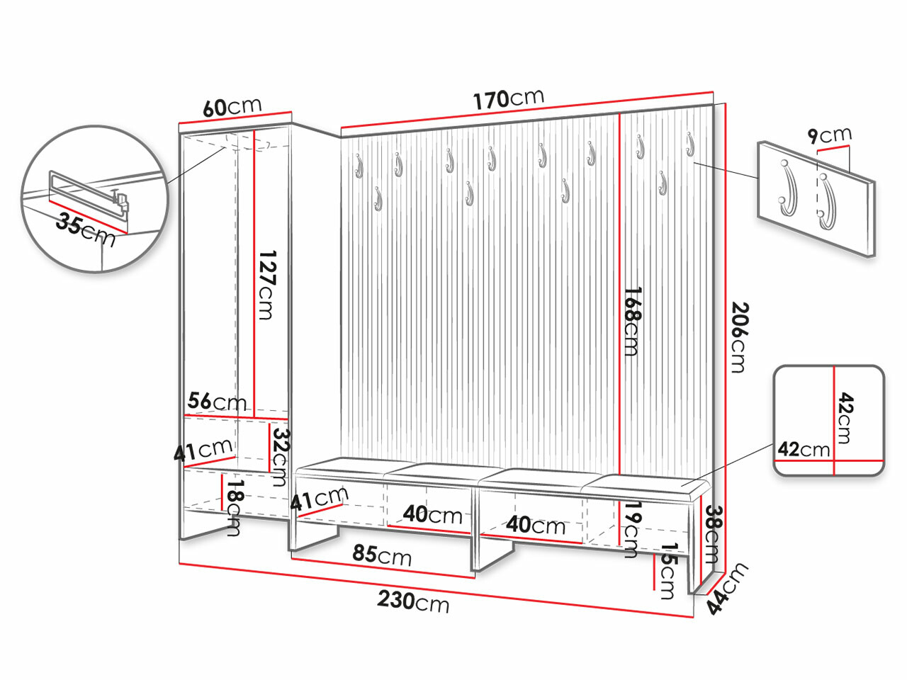 Conjunto para recibidor Hartford 484 (Roble Artisan + Abriamo 3)