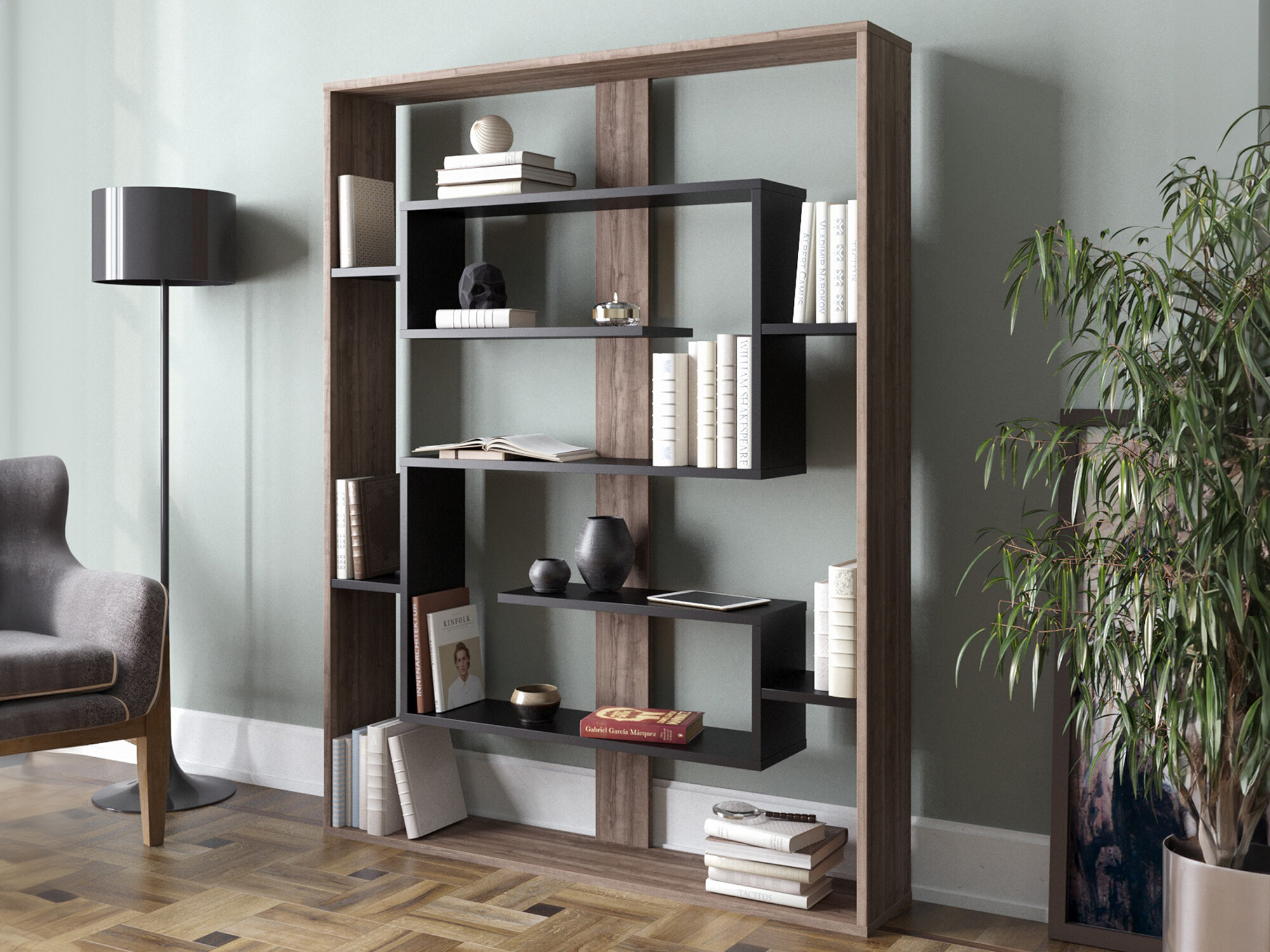 Estantería Kailua 1076 (Nogal + Negro)