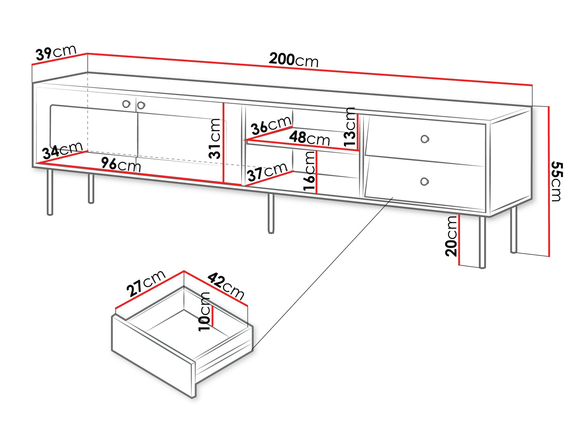 Mueble TV Feletri 103 (Negro)