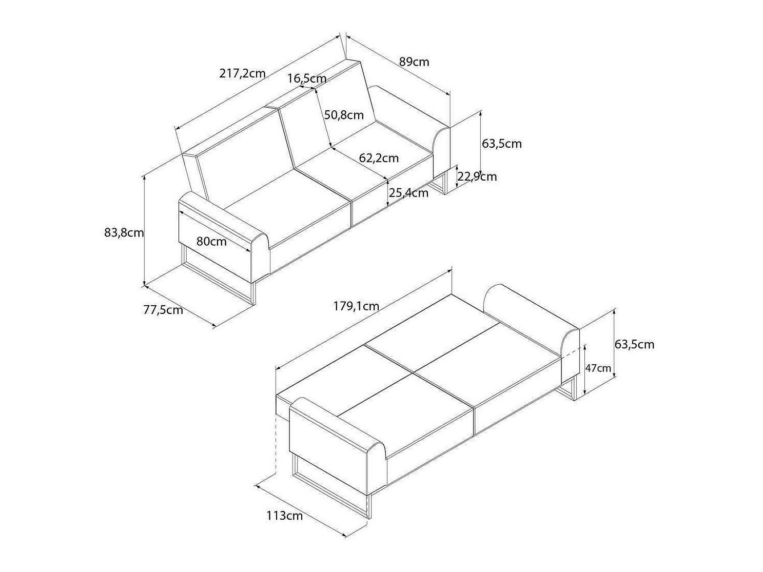 Sofá cama CosmoLiving by Cosmopolitan 125 (Negro + Verde)