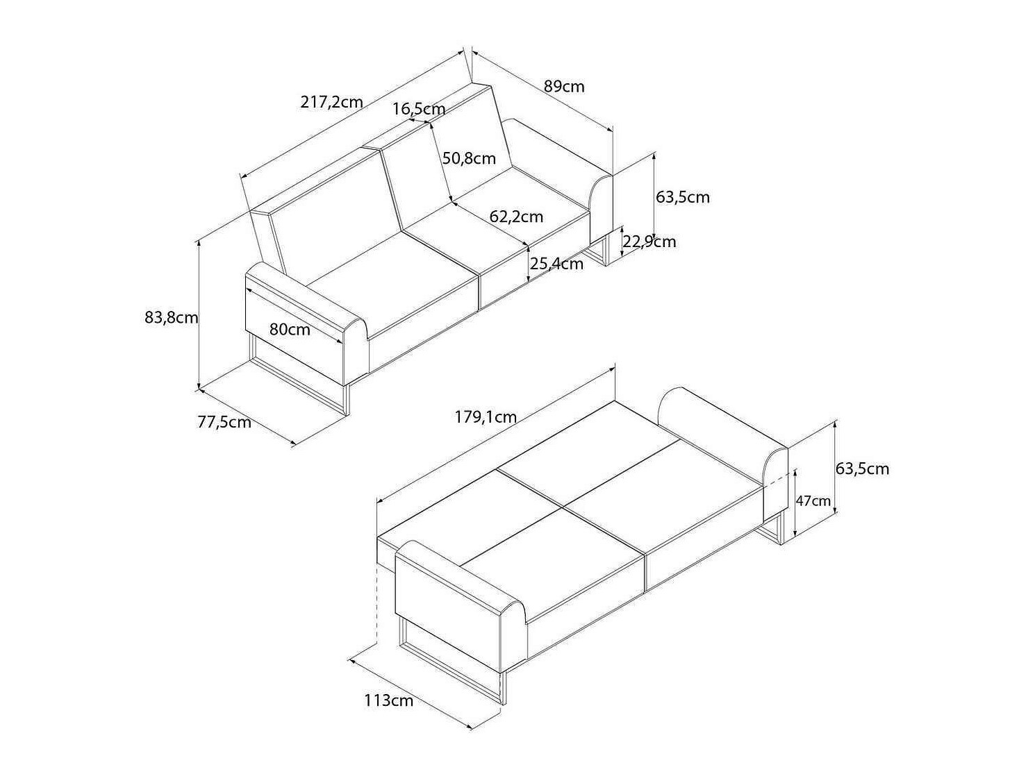 Sofá-cama CosmoLiving by Cosmopolitan 125 (Negro)