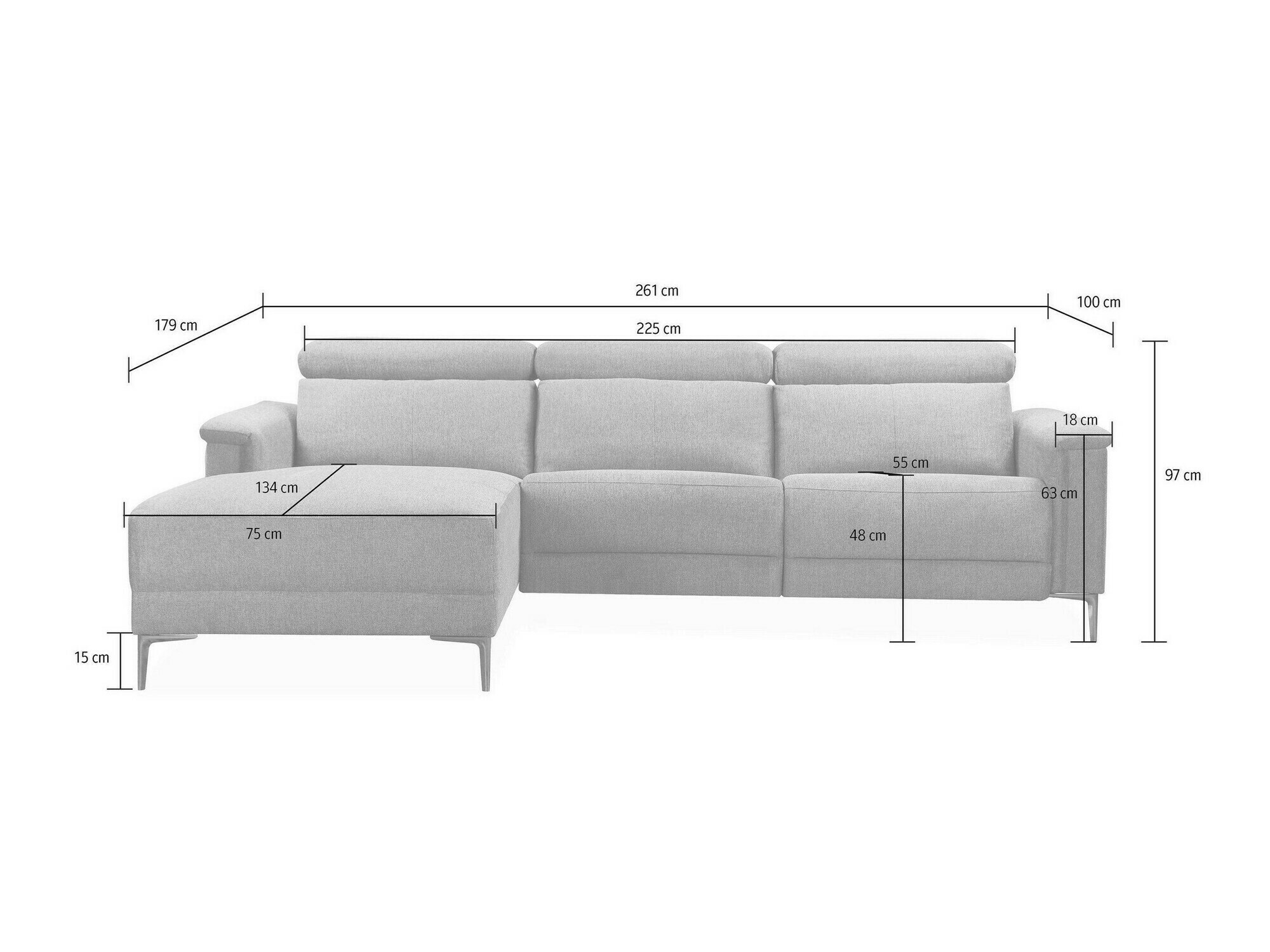 Sillón reclinable de ángulo suave Denton 1500 (Marrón)