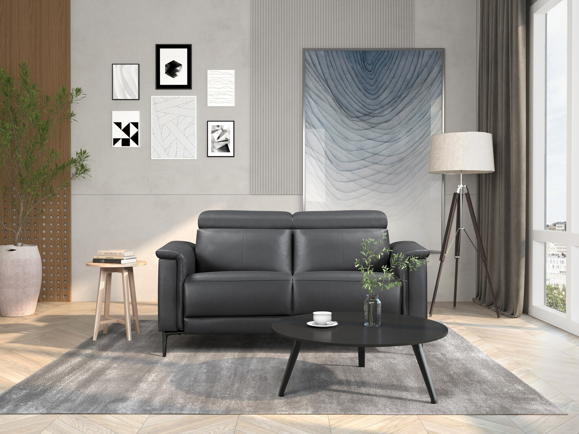 Sofá reclinable Denton 1360 (Gris oscuro)