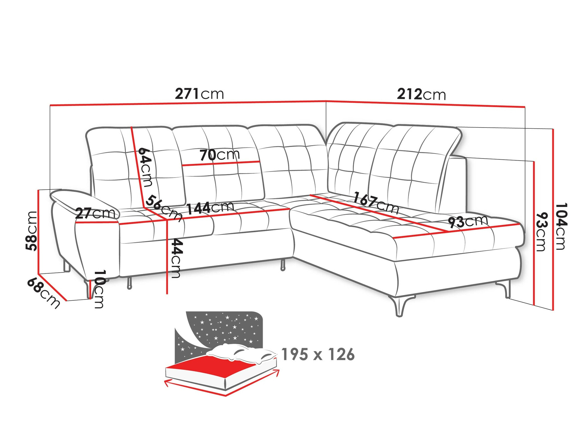 Sofá rinconero Sanford 101 (Neve 90)