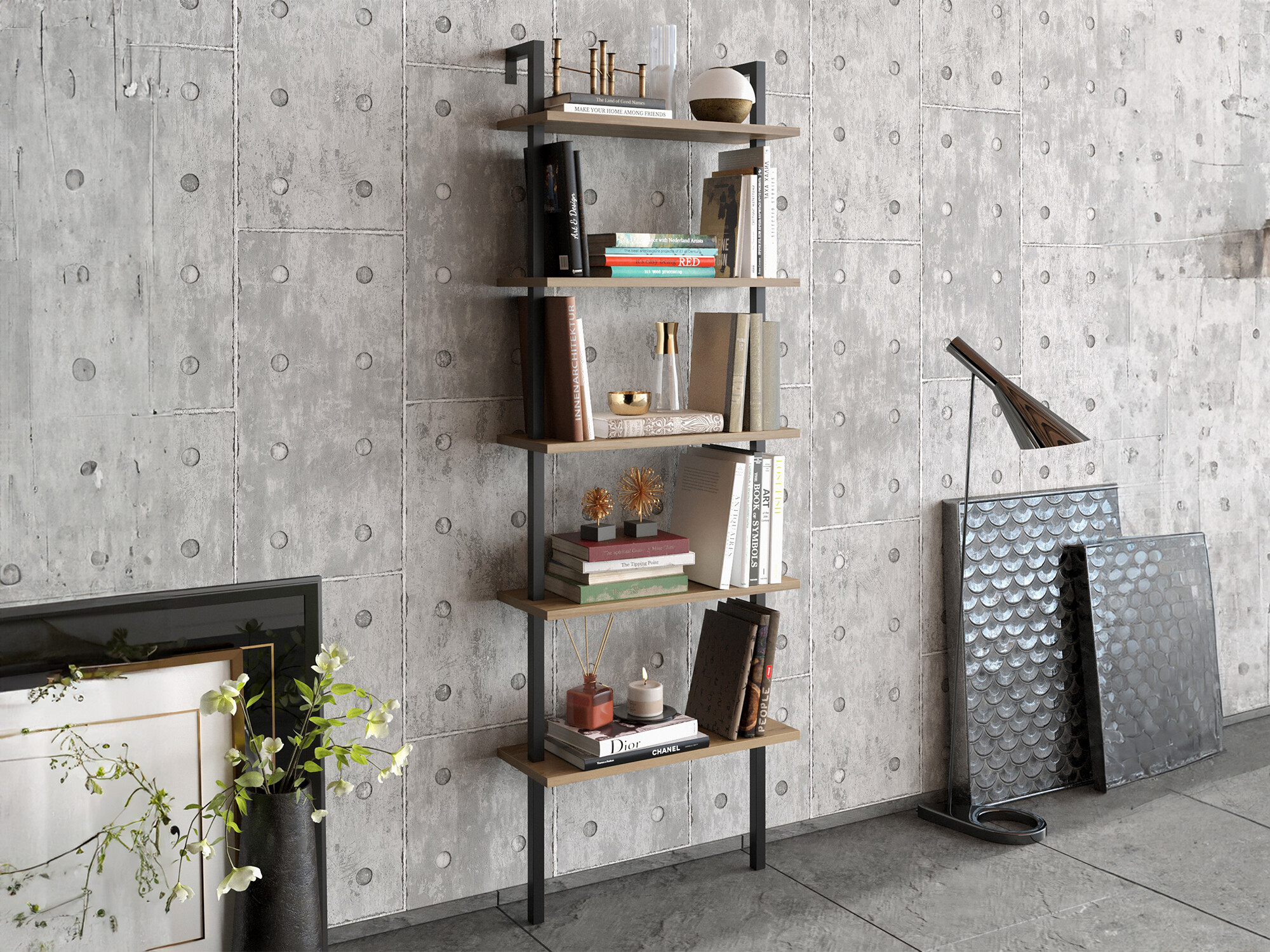 Estantería Kailua 1027 (Negro + Nogal)