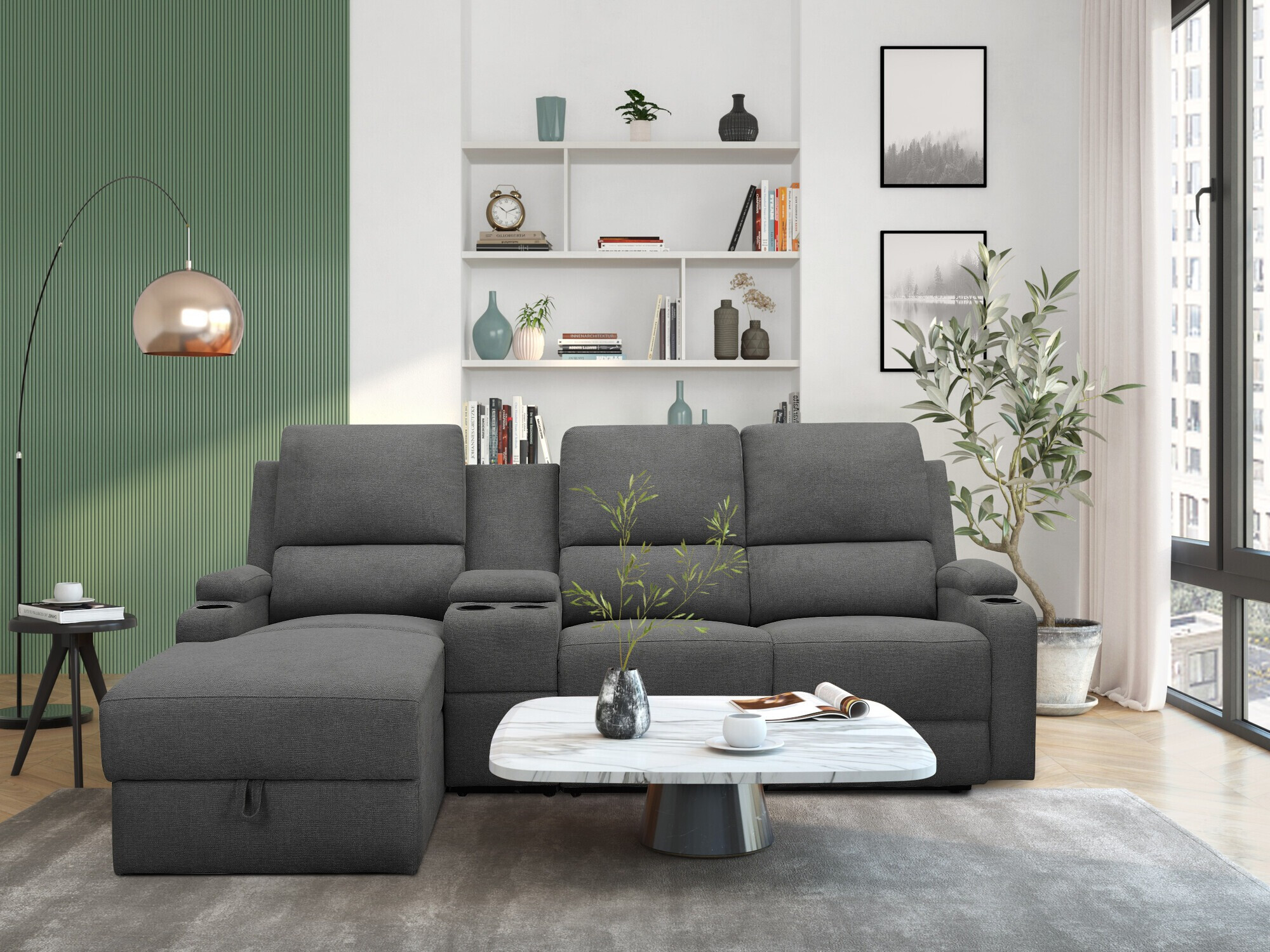 Sillón reclinable de ángulo suave Denton 1368 (Antracita)