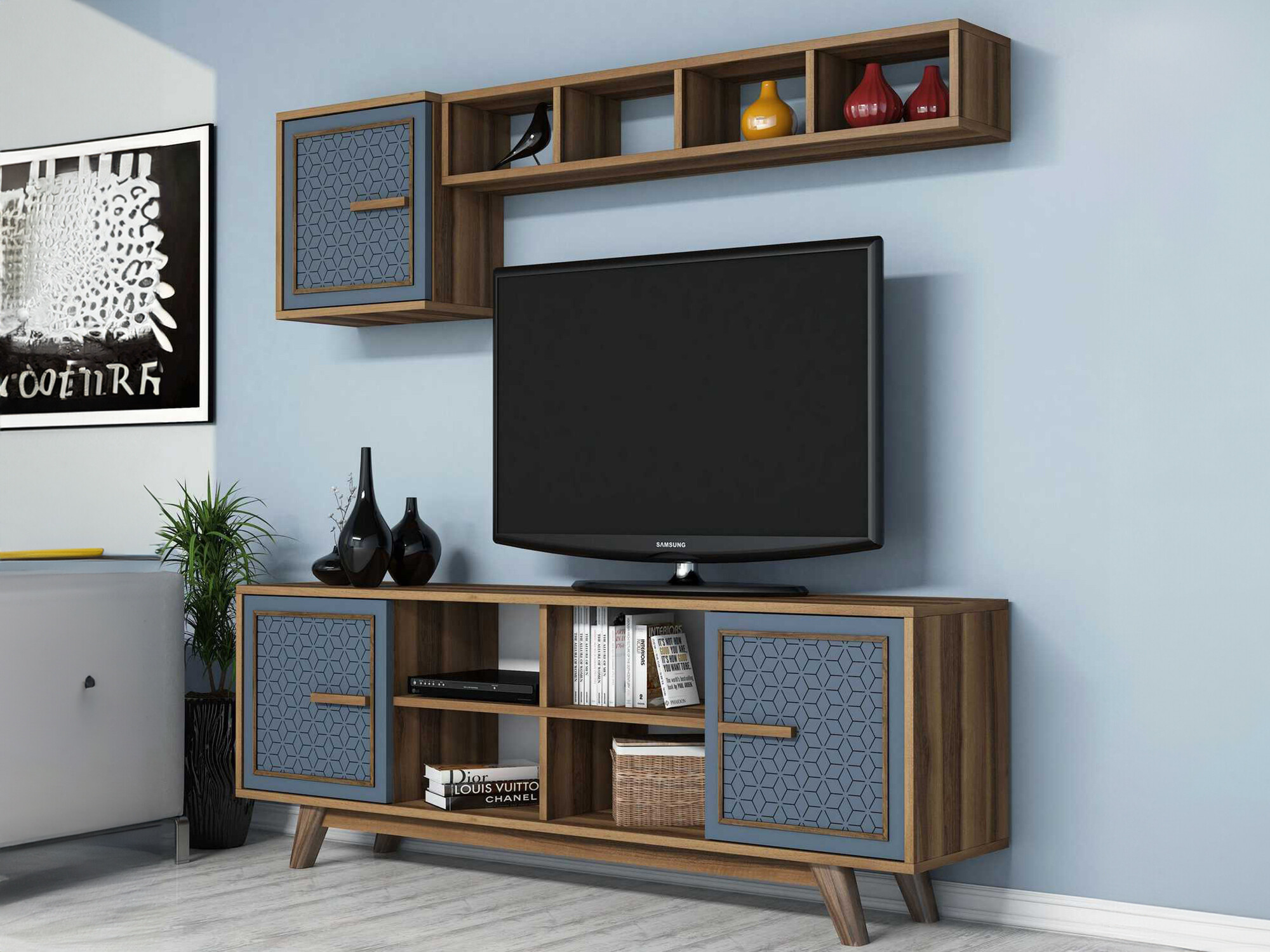 Conjunto de salón Kailua 1590 (Nogal + Azul)