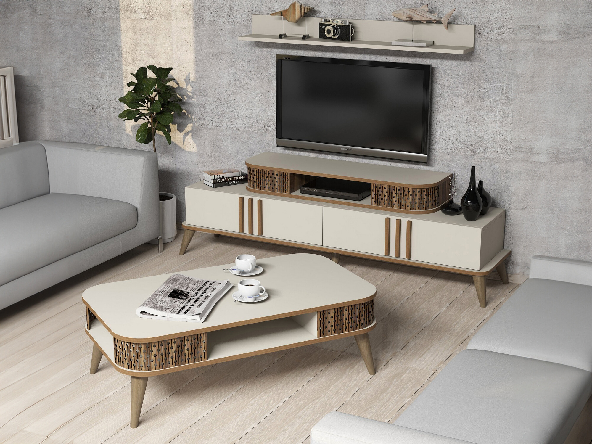 Conjunto de salón Kailua 385 (Crema)