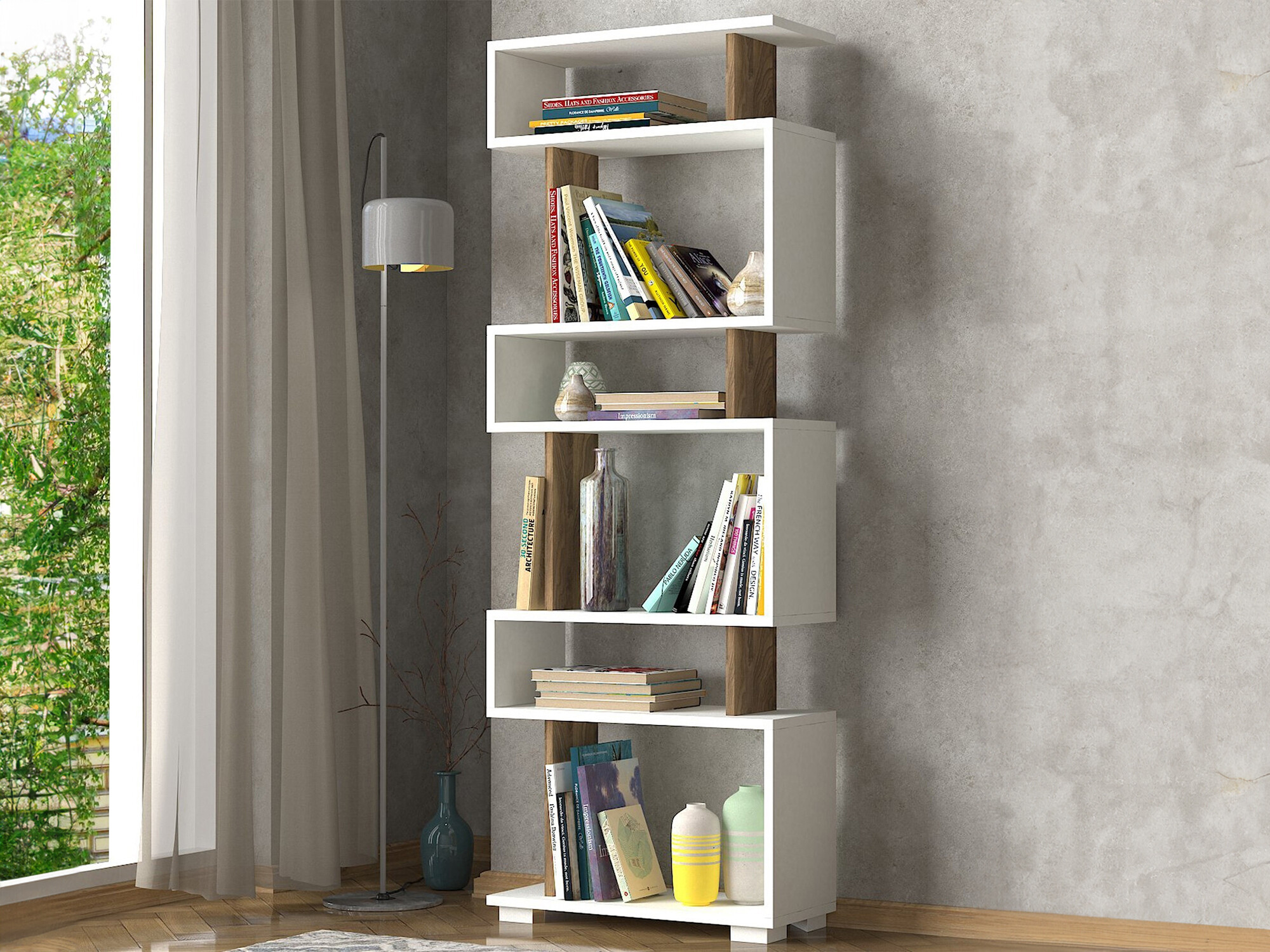 Estantería Kailua 373 (Blanco + Nuez)