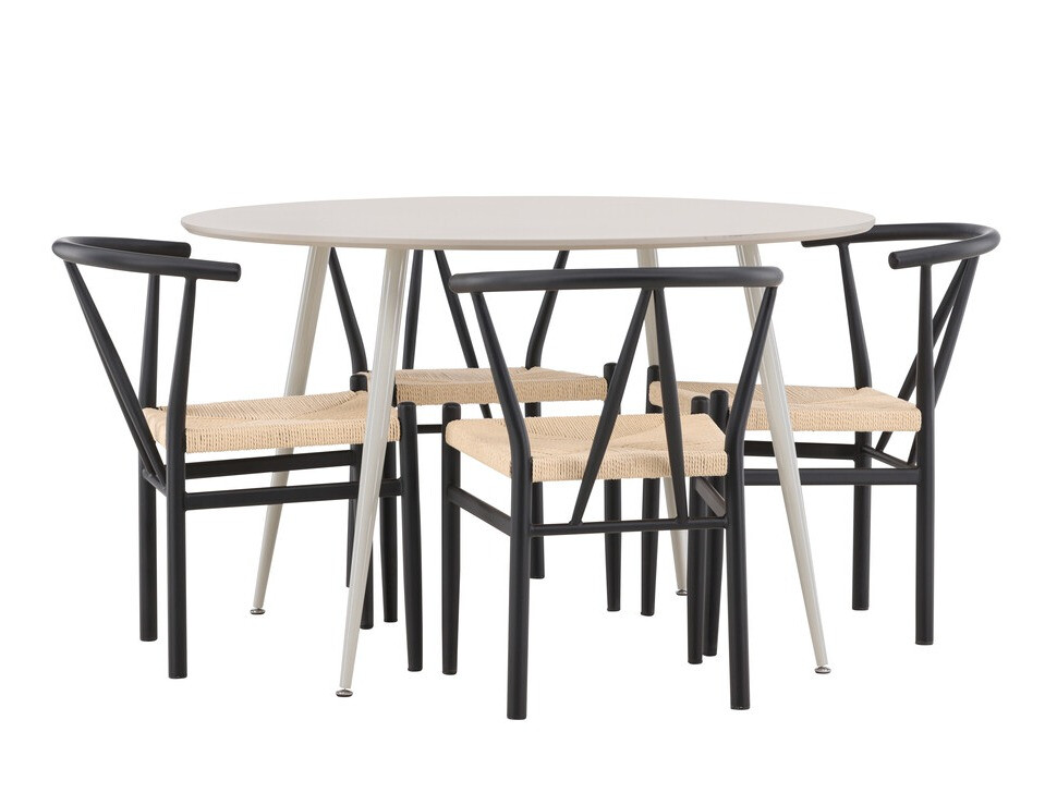 Conjunto de mesas y sillas para comedor Dallas 4573 (Negro + Beige)