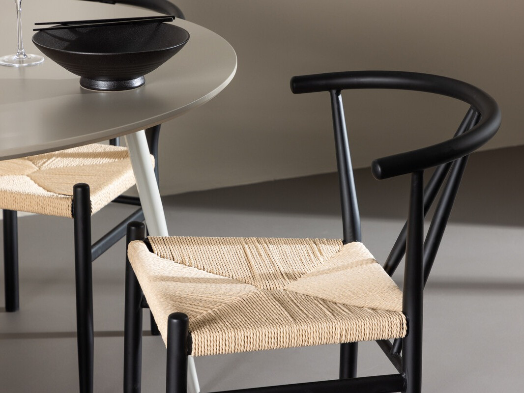 Conjunto de mesas y sillas para comedor Dallas 4573 (Negro + Beige)
