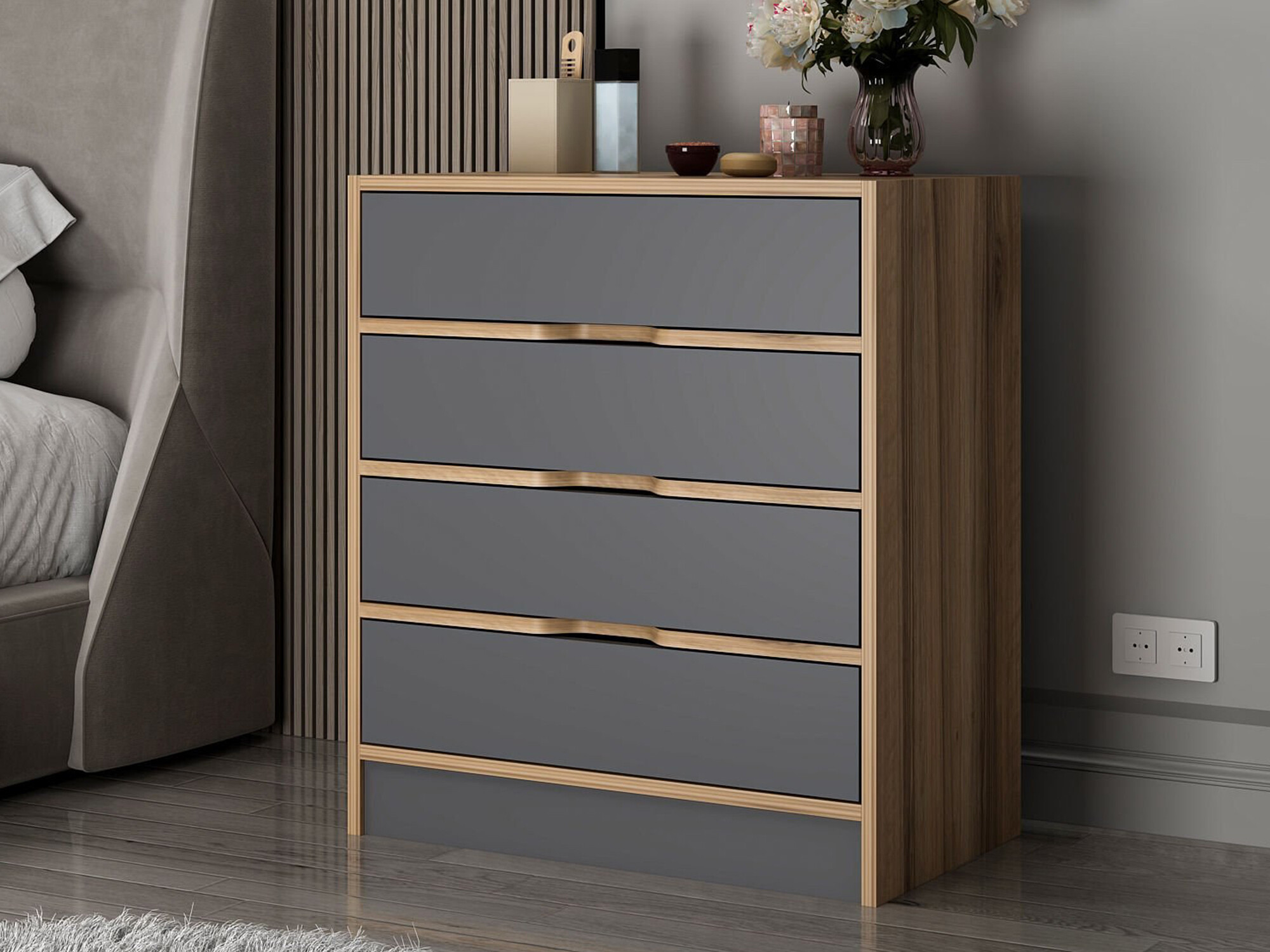 Cómoda Kailua J101 (Antracita + Nogal)