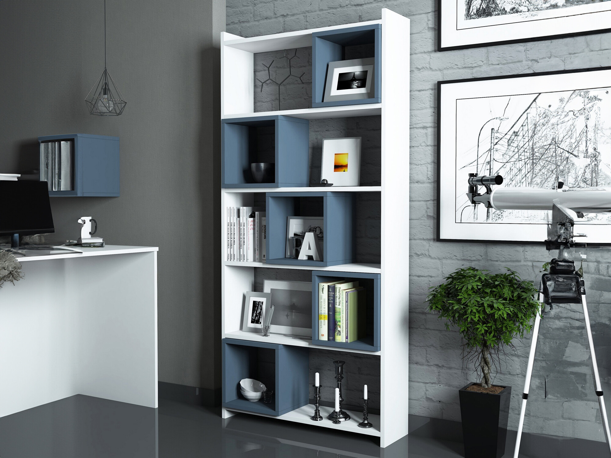 Estantería Kailua 666 (Blanco + Azul)