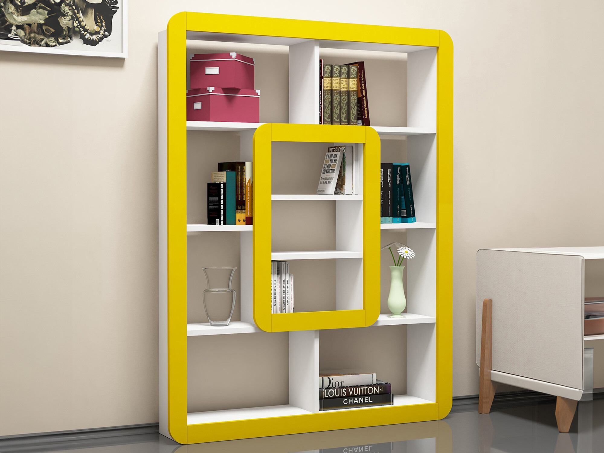 Estantería Kailua 678 (Blanco + Amarillo)