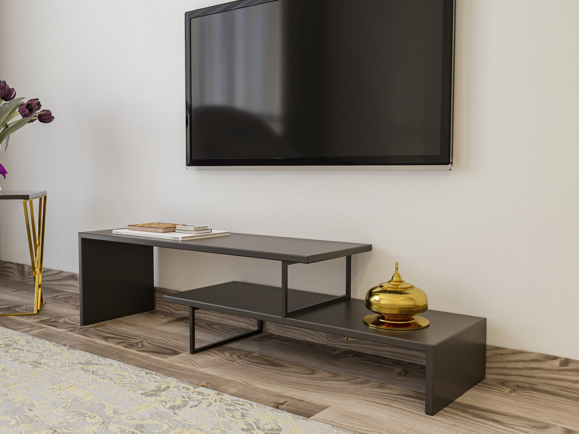 Mueble TV Kailua 596 (Antracita + Negro)