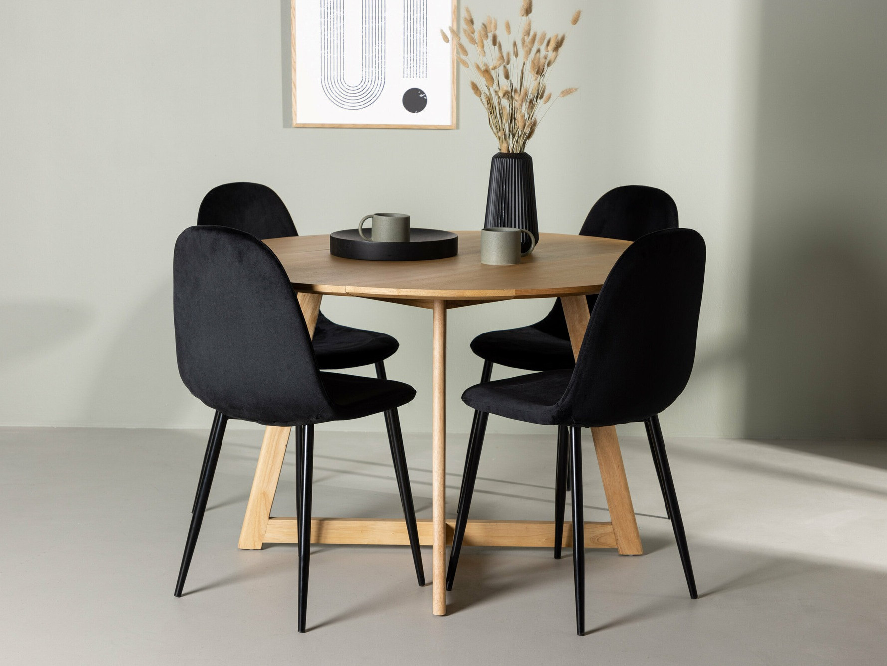 Conjunto de mesas y sillas para comedor Dallas 4580 (Negro)