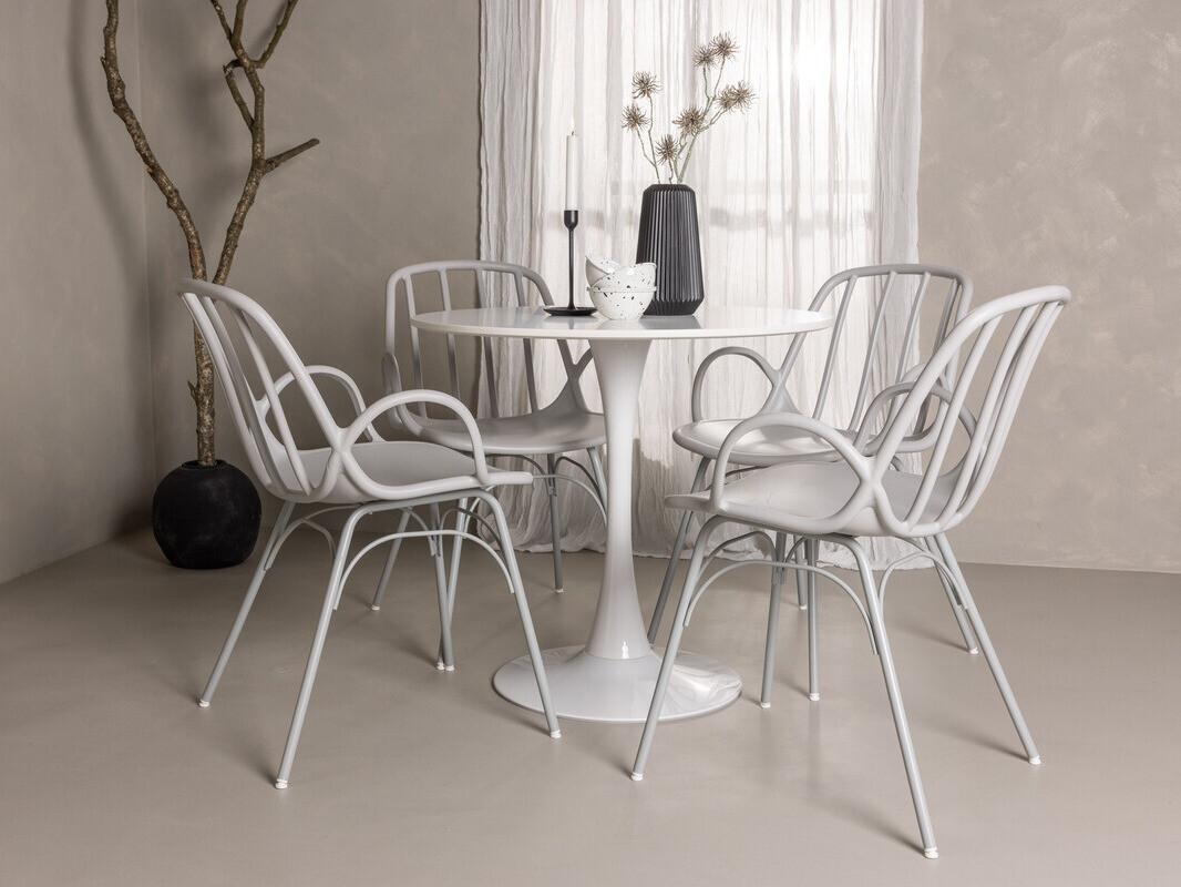 Conjunto de mesas y sillas para comedor Dallas 4588 (Gris claro)
