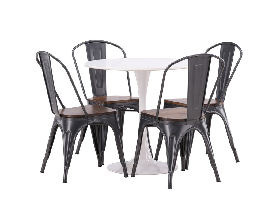 Conjunto de mesas y sillas para comedor Dallas 4589 (Negro + Nogal)