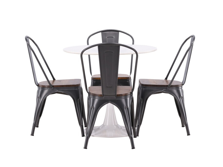 Conjunto de mesas y sillas para comedor Dallas 4589 (Negro + Nogal)
