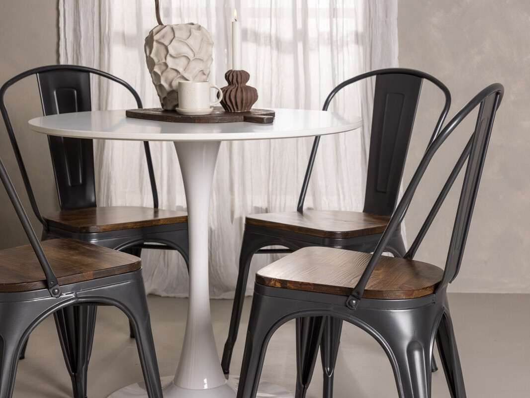 Conjunto de mesas y sillas para comedor Dallas 4589 (Negro + Nogal)