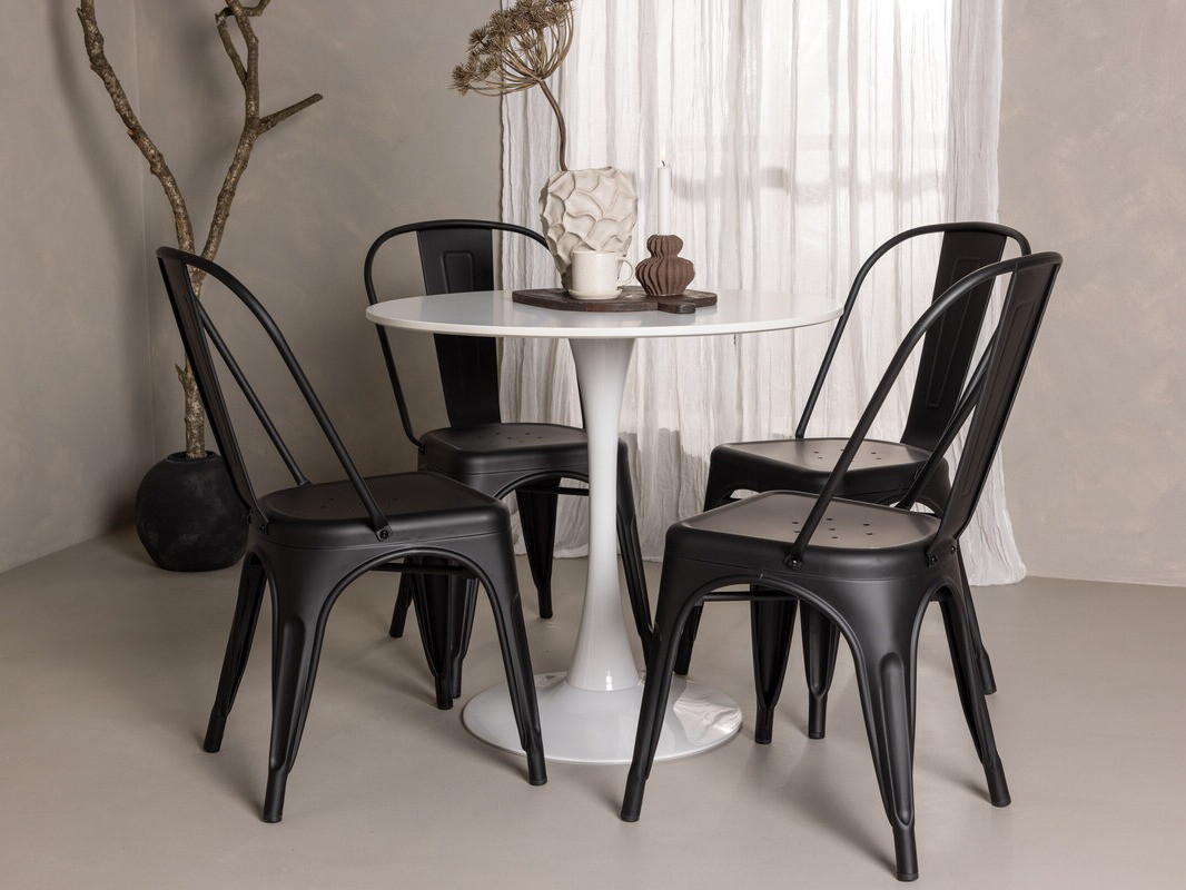 Conjunto de mesas y sillas para comedor Dallas 4589 (Negro)