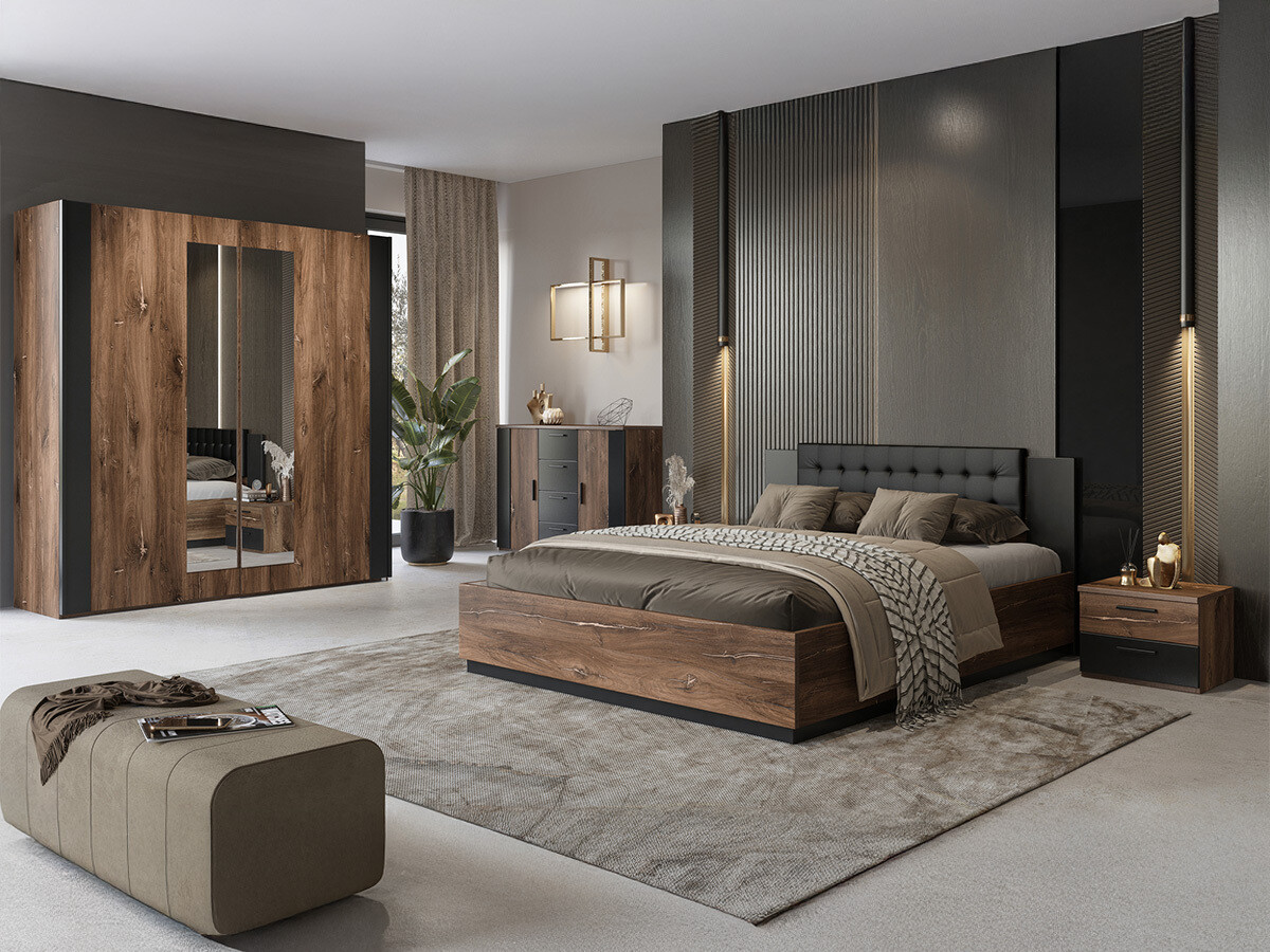 Cómoda Felelie 102 (Tamus Flagstaf roble + Cobre)