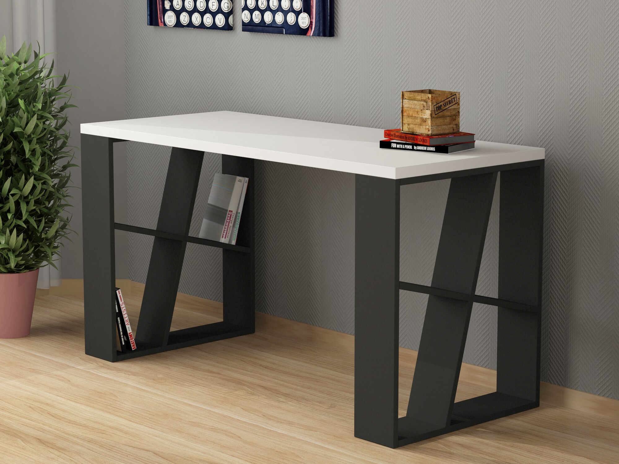 Mesa de oficina Kailua 802 (Blanco + Antracita)