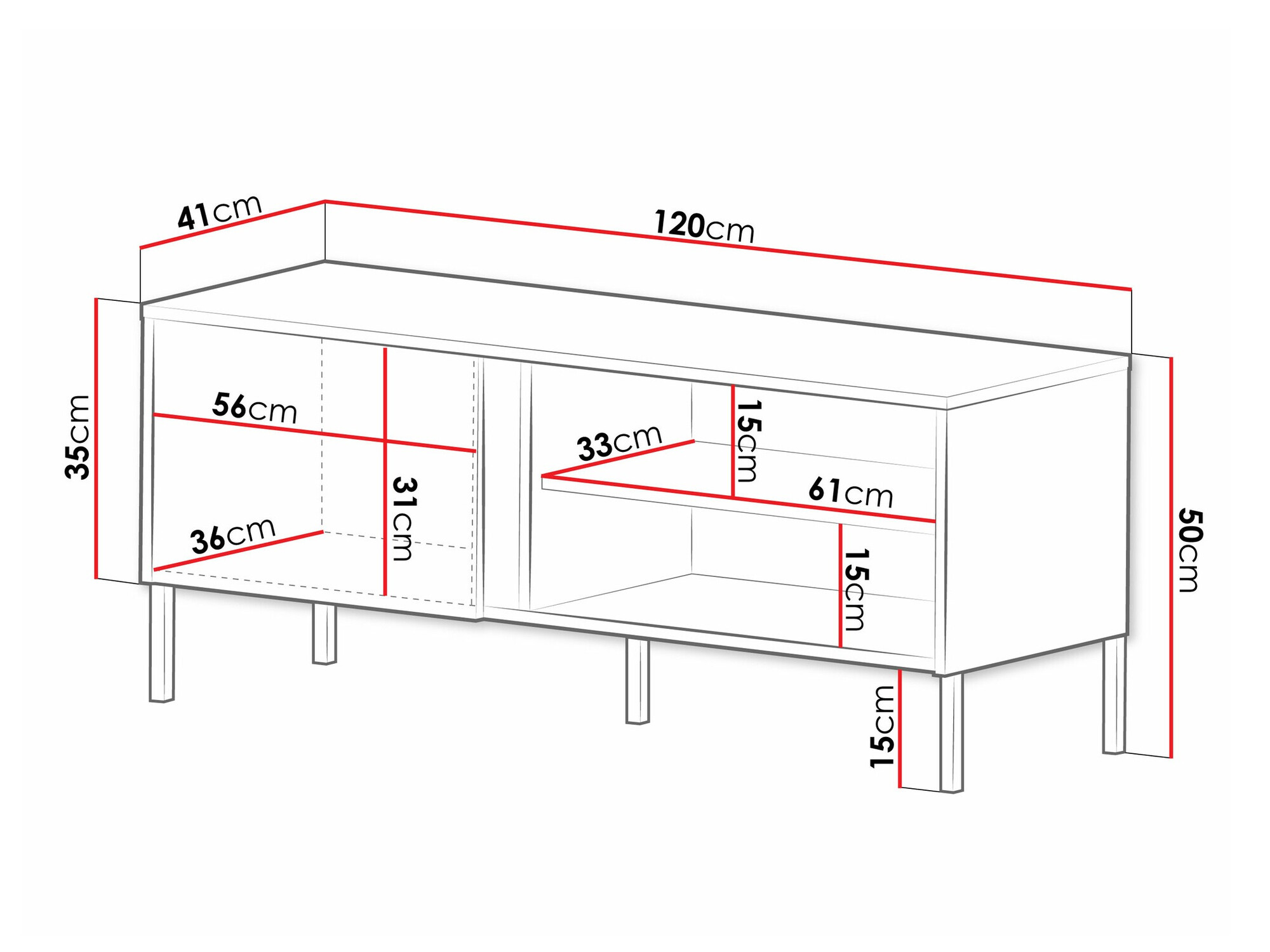 Mueble TV Lumiri 106 (Roble + Negro)