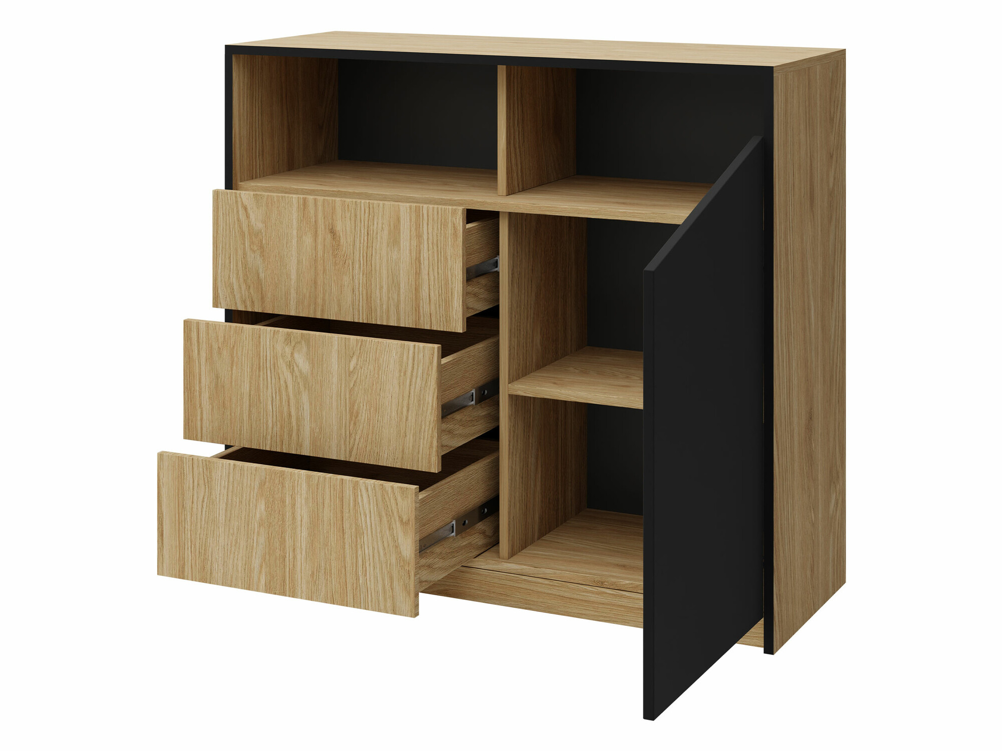 Cómoda Tenreme 104 (Roble + Negro)