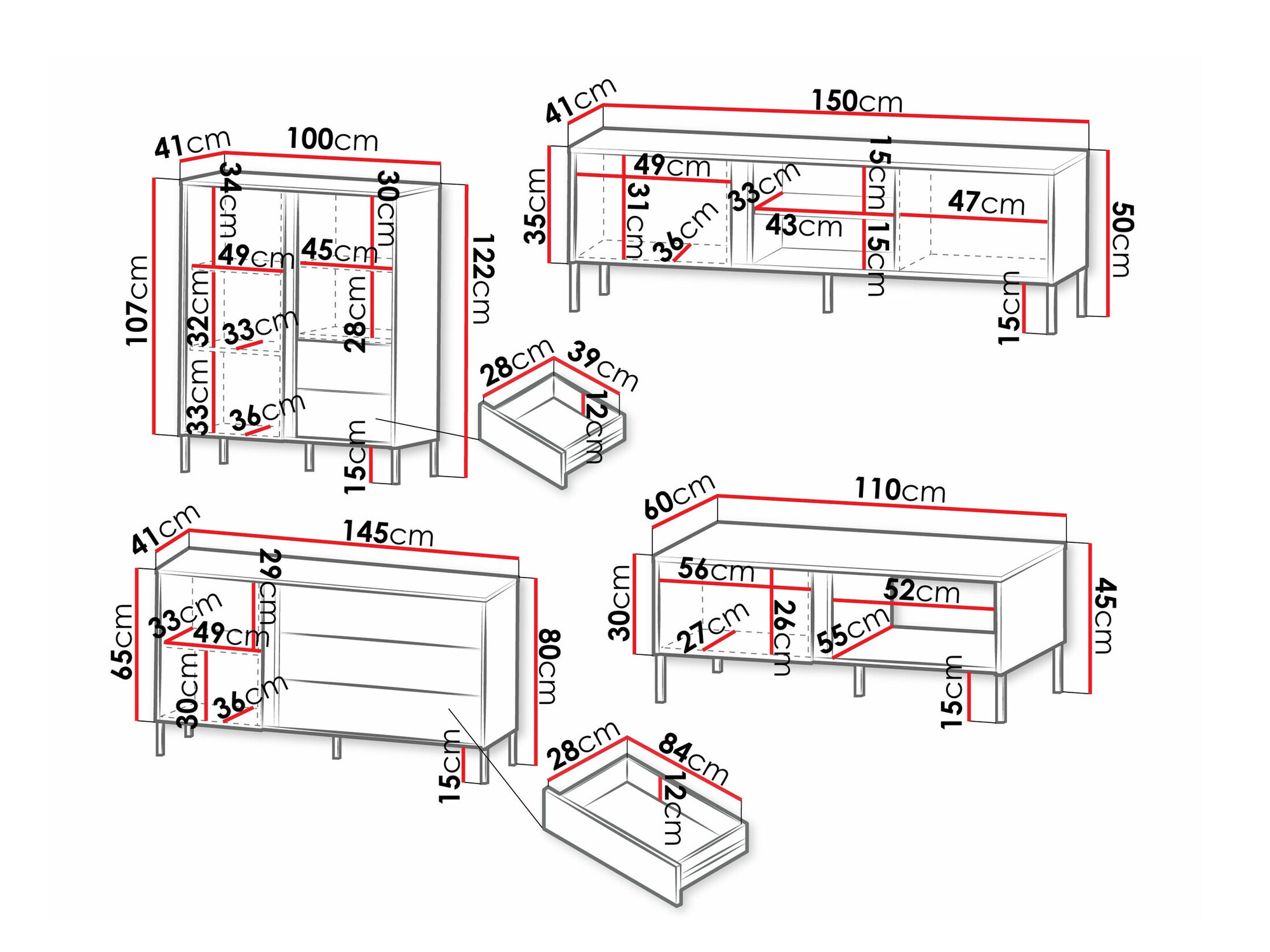 Conjunto de salón Lumiri 108 (Roble + Negro)