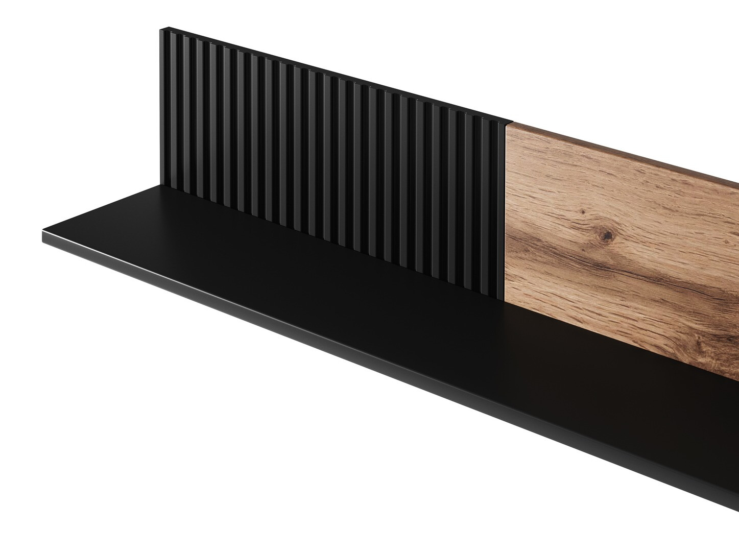 Estantería de pared Luelia 117 (Negro + Roble wotan)