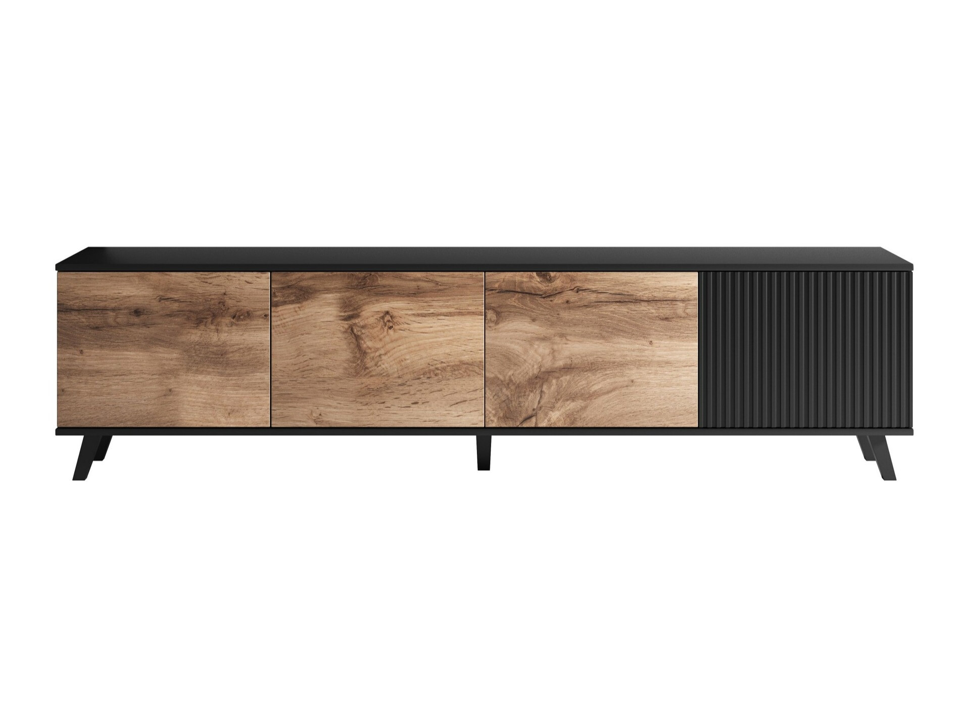 Mueble TV Luelia 114 (Negro + Roble wotan)