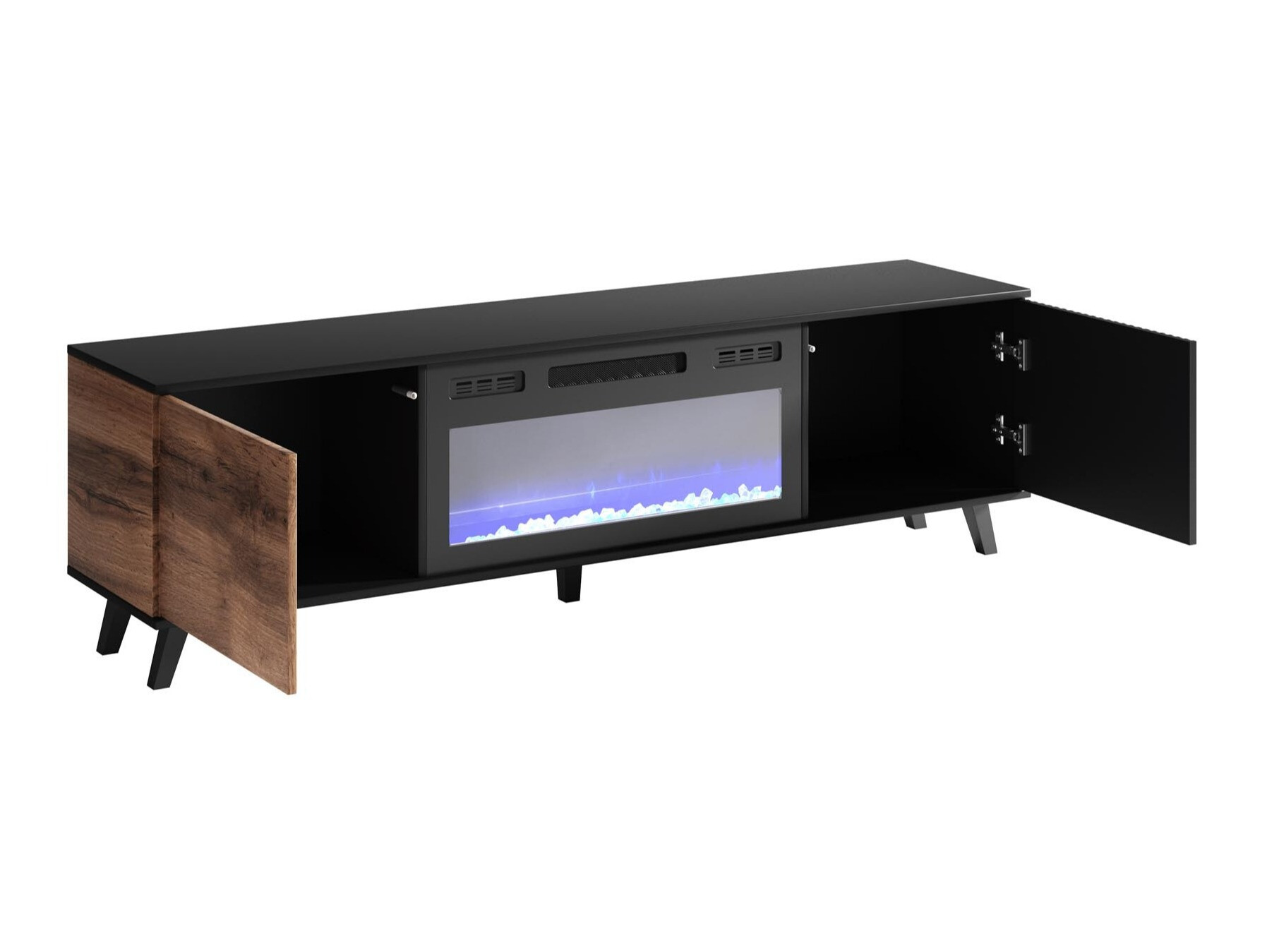 Mueble TV Luelia 121 (Negro + Roble wotan)