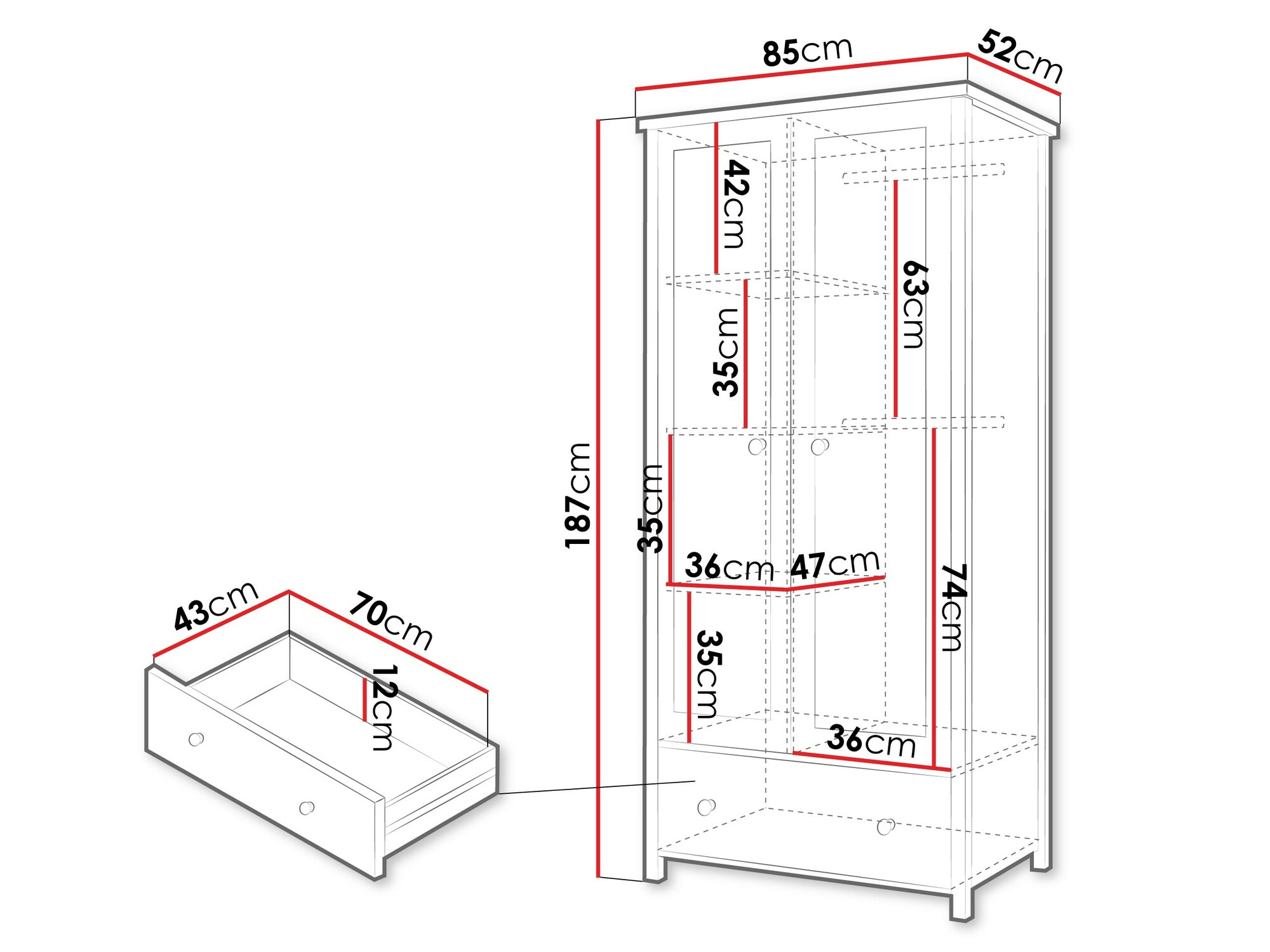 Armario Romelbo 145 (Blanco + Roble)