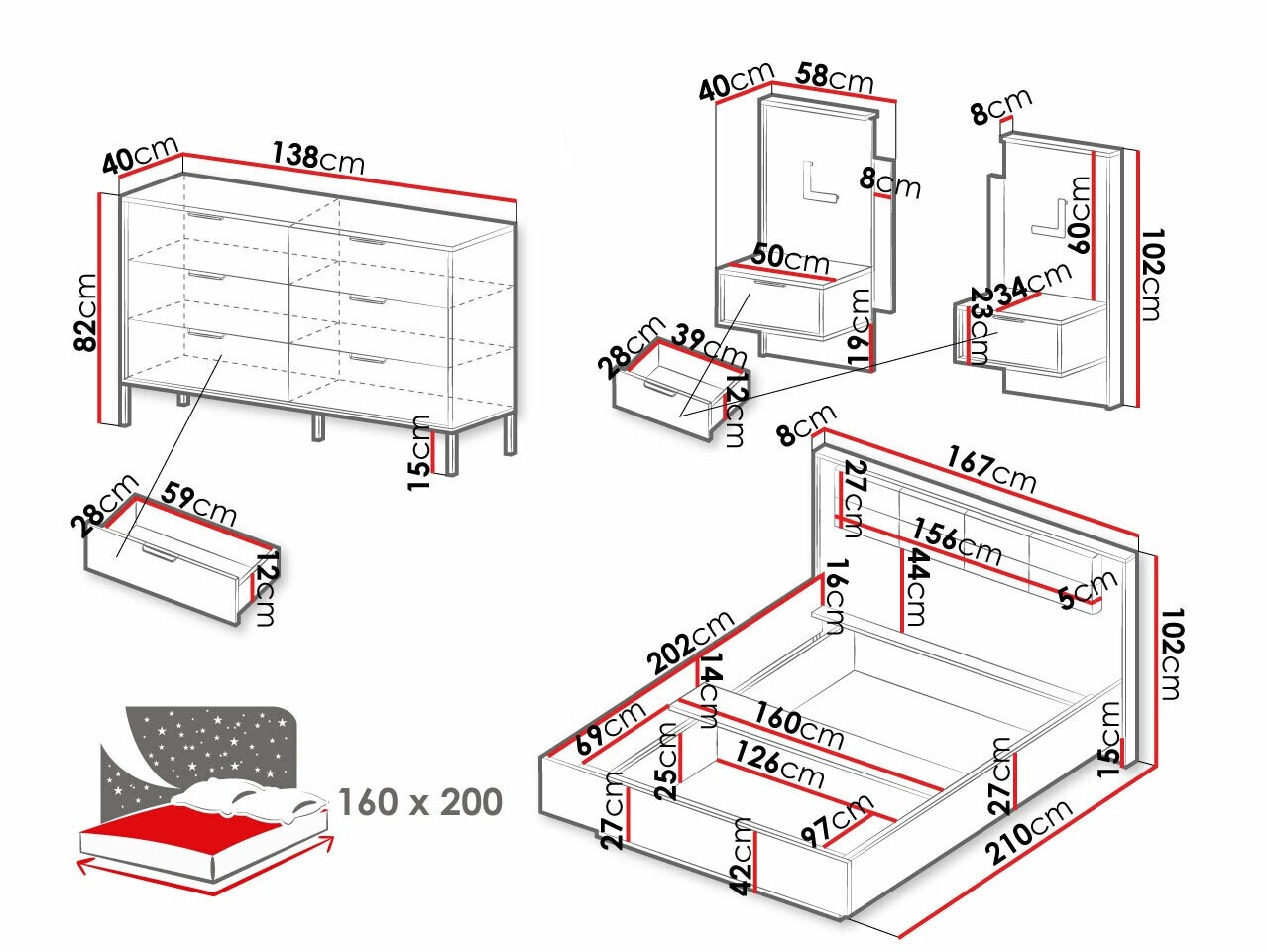 Conjunto de dormitorio Flodale 104