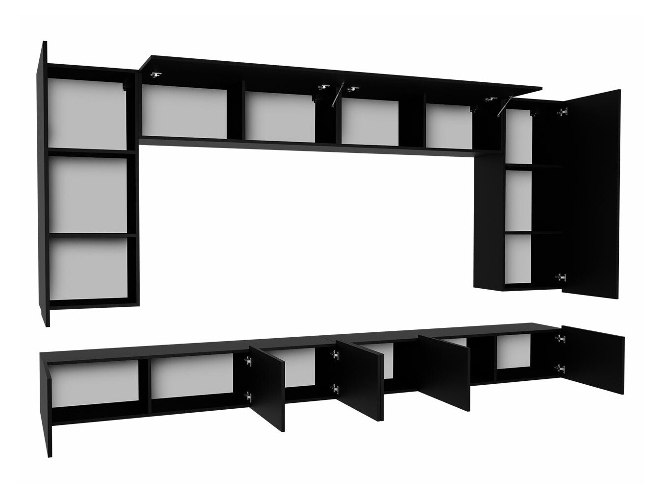 Conjunto de salón Tivdalu 135 (Negro + Negro brillante + Blanco + Blanco brillante)