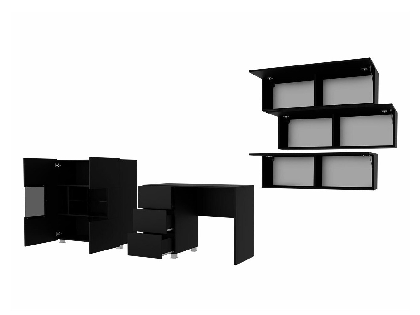 Juego de muebles Tivdalu 136 (Blanco + Blanco brillante)