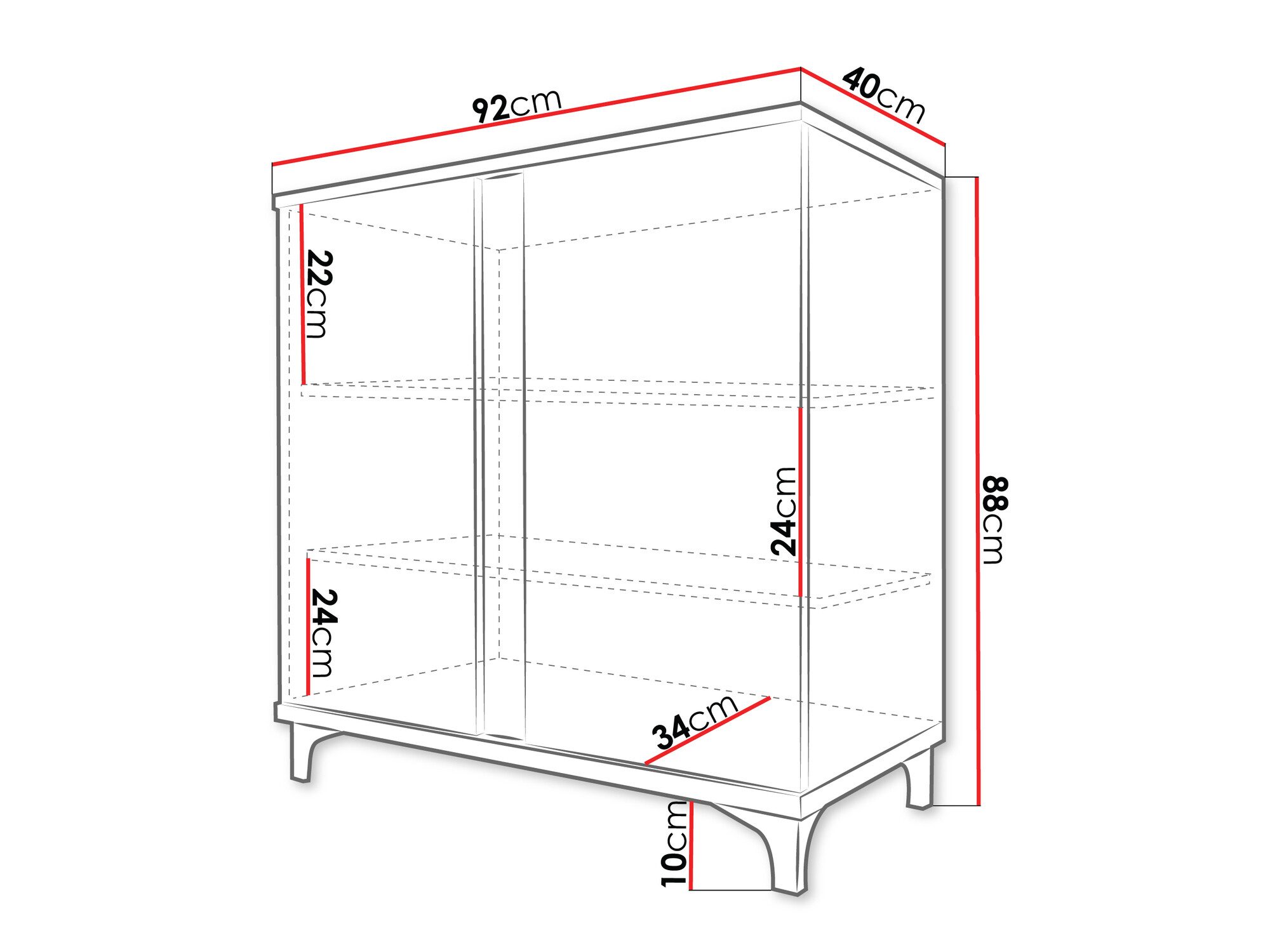 Aparador Florem II (Blanco + Blanco brillante + Luminoso madera)