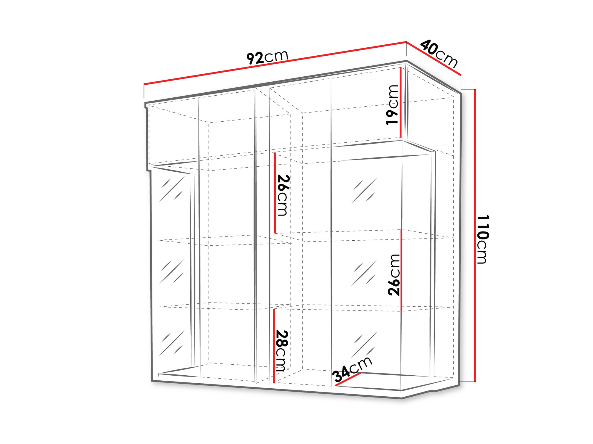 Aparador Florem III (Blanco + Blanco brillante + Luminoso madera)
